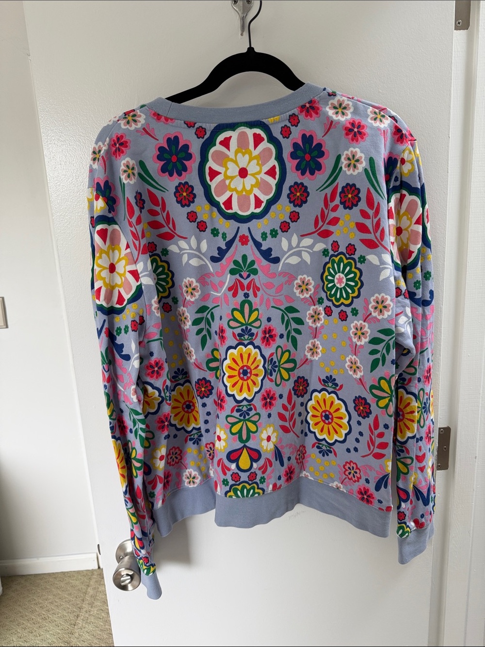 Boden Lavender Crewneck Sweater with Multicolor Floral Print - Picture 3 of 4